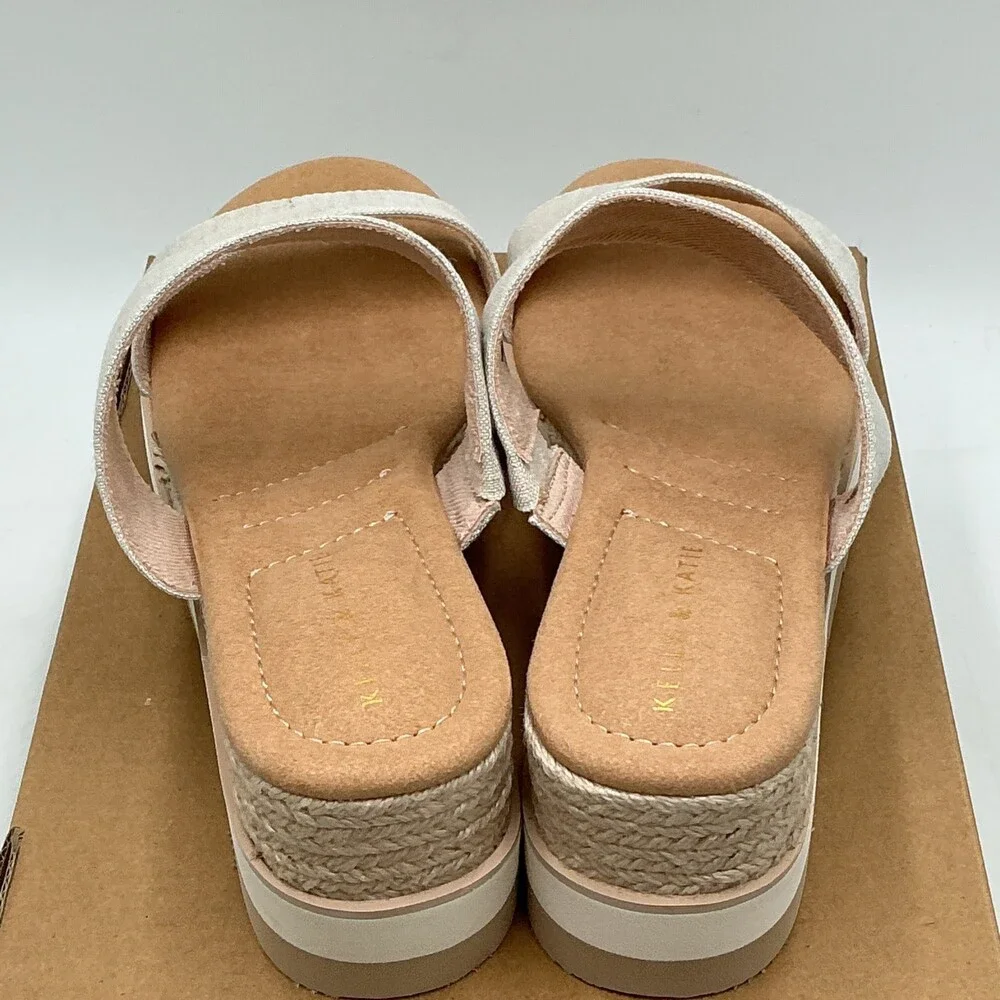 Kelly & Katie Tiama Sandals Women's US 9.5 M Ivory Wedge Heel Slip On Eby4483